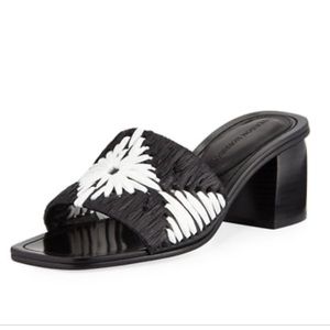 Sigerson Morrison Marnin Block Heel Raffia Mule 6